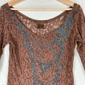Cowgirl Tuff Co VTG Burnout L/S Top Womens SIZE MEDIUM Shirt Western Y2k Rodeo